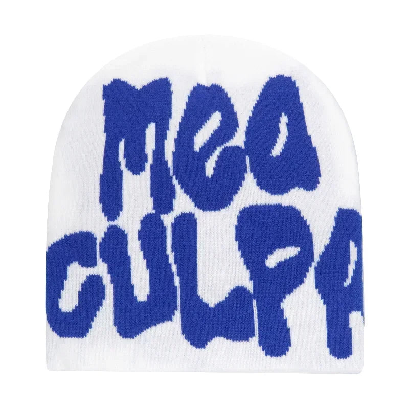 Y2K Letter Cargo Beanie – Polyester Knit Skull Cap for Men & Women