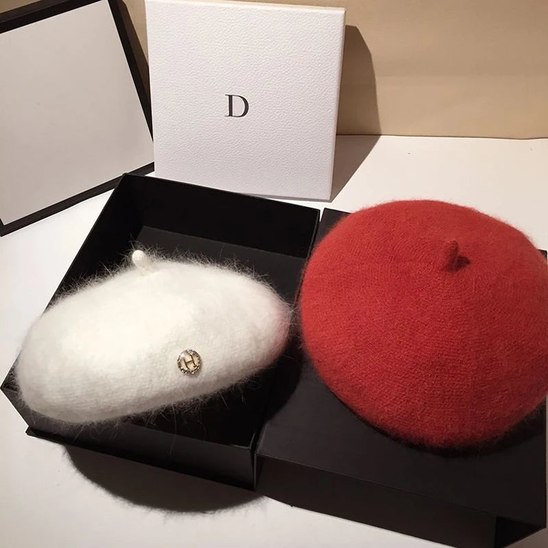 Angora Rabbit Fur Beret