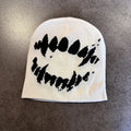 Y2K Goth Tooth Beanie – Dark Streetwear Knit Hat for Women & Men