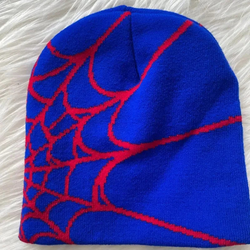 Spider Web Y2K Goth Beanie – Dark Aesthetic Knit Hat for Women & Men