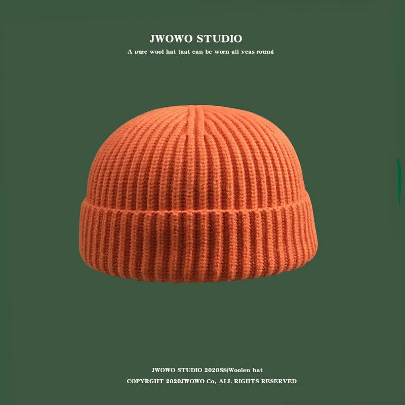 Wool Melon Beanie – Cotton Polyester Warm Knit Skull Cap for Men & Women