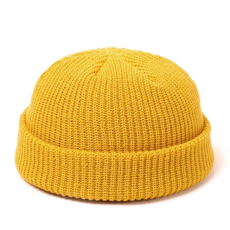 Retro Docker Cap – Polyester Solid Brimless Skullcap for Men & Women