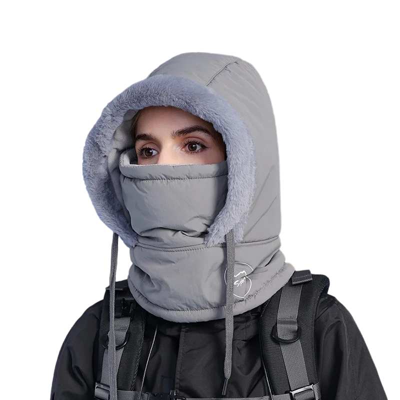 Plush Balaclava Hat – Warm Polyester Knit Full Face Cover for Men & Women
