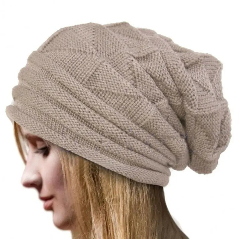 Oversized Baggy Beanie – Slouchy Cotton Acrylic Knit Hat for Women