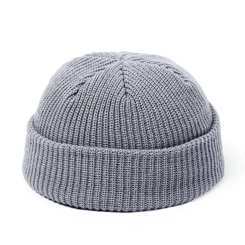 Retro Docker Cap – Polyester Solid Brimless Skullcap for Men & Women