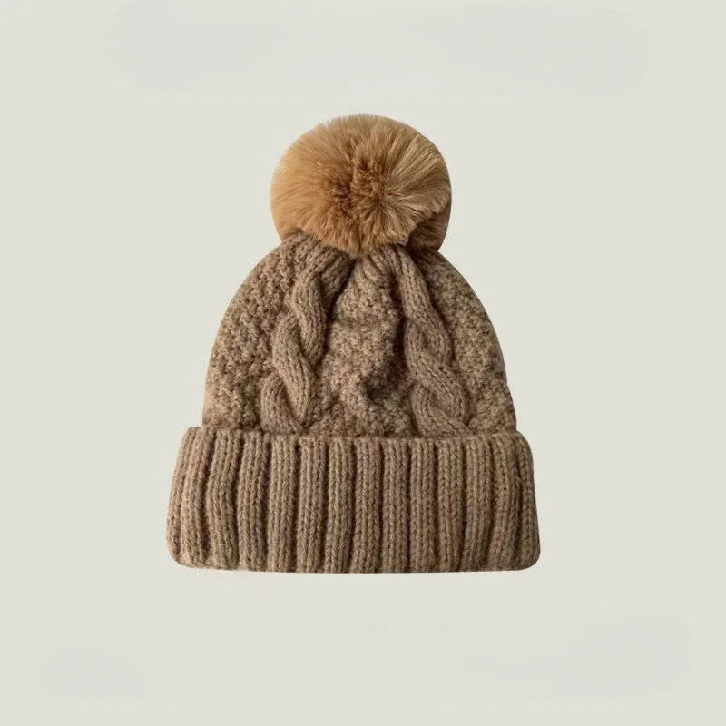 Twist Knit Winter Beanie – Warm Polyester Acrylic Hat for Women