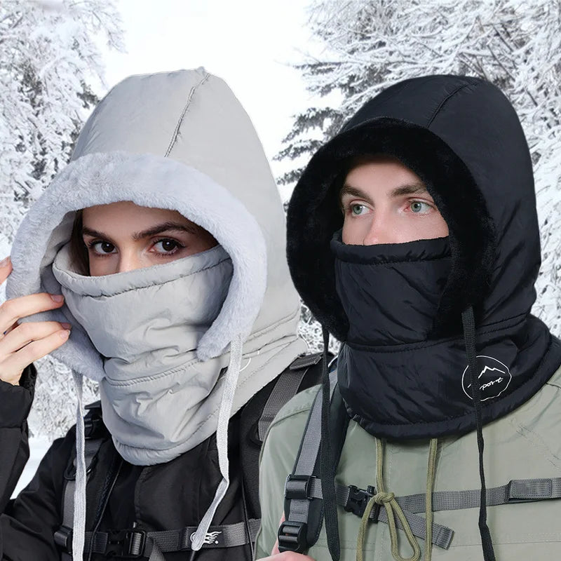 Plush Balaclava Hat – Warm Polyester Knit Full Face Cover for Men & Women