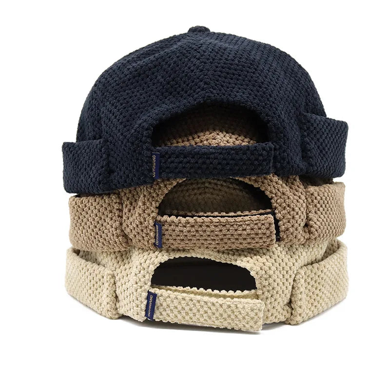 Retro Dome Docker Cap – Vintage Cotton Brimless Skullcap for Men & Women