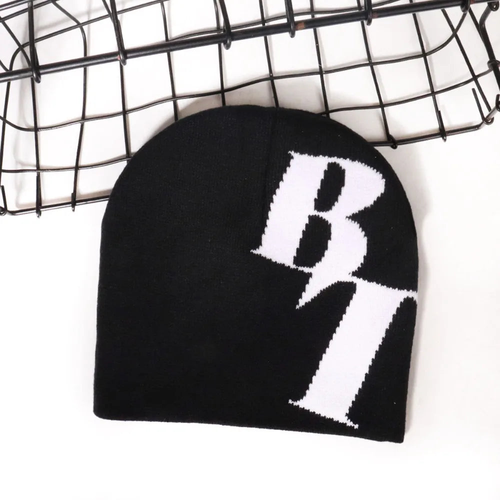 Y2K Goth Harajuku Beanie – Animal Print Acrylic Knit Hat for Men & Women