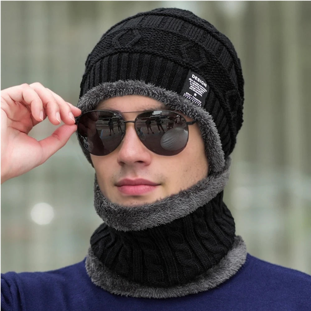 Plush Lined Beanie & Scarf Set – Thick Knit Winter Hat & Scarf for Men & Women