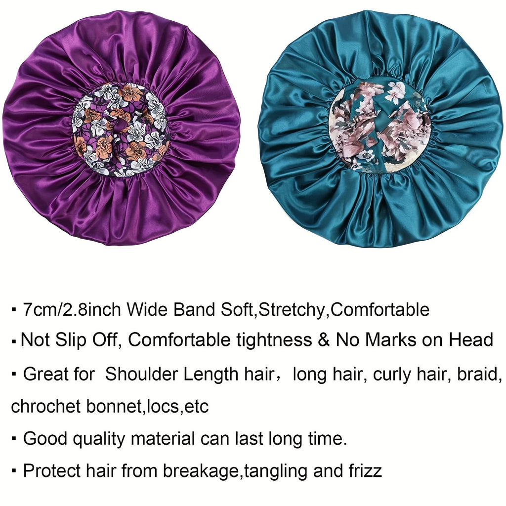 Flower Print Satin Bonnet – Silk Sleep Cap for Women