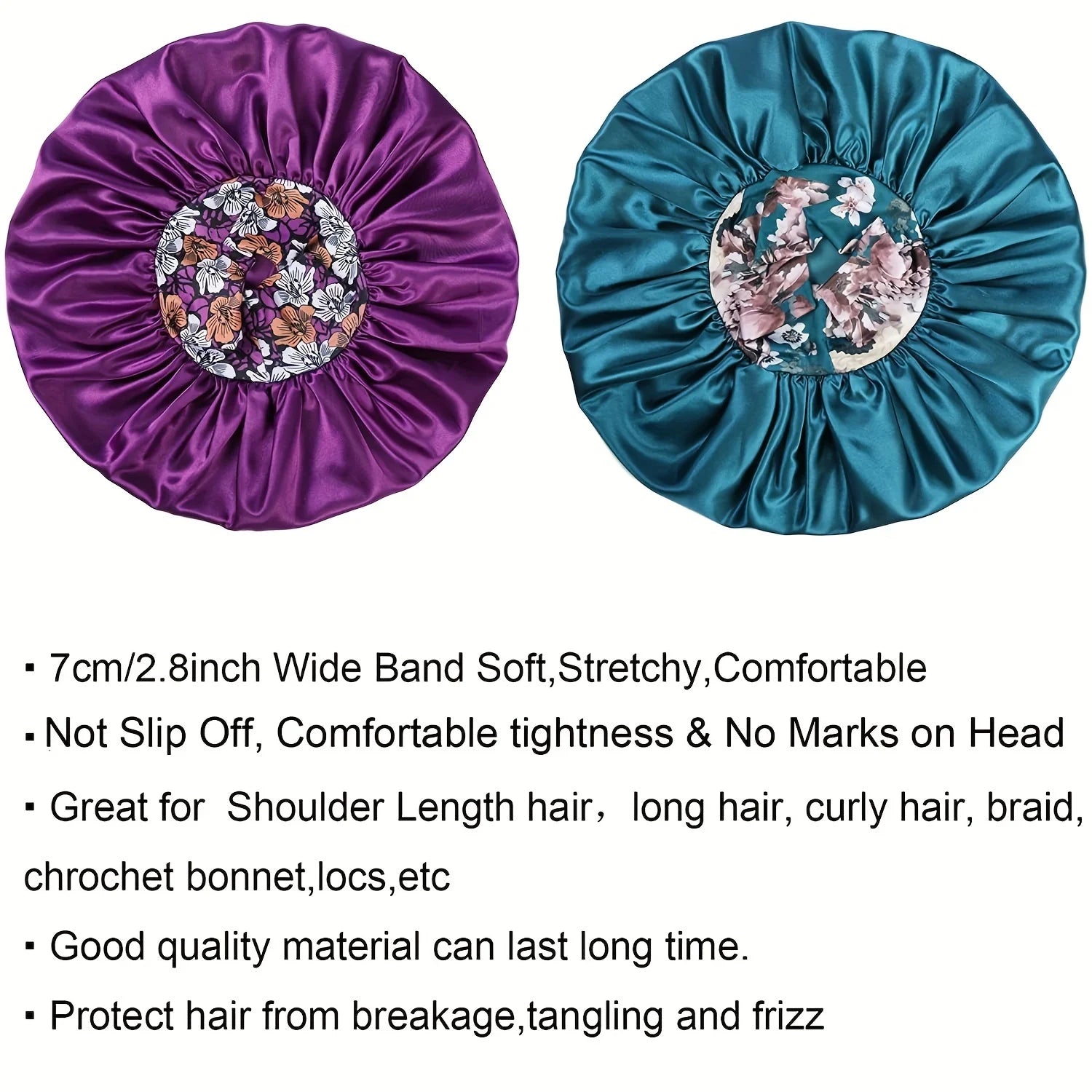 Flower Print Satin Bonnet – Silk Sleep Cap for Women