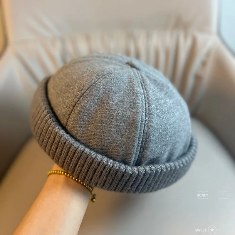 Melon Skin Sailor Beanie – Brimless Casual Street Hat for Men & Women