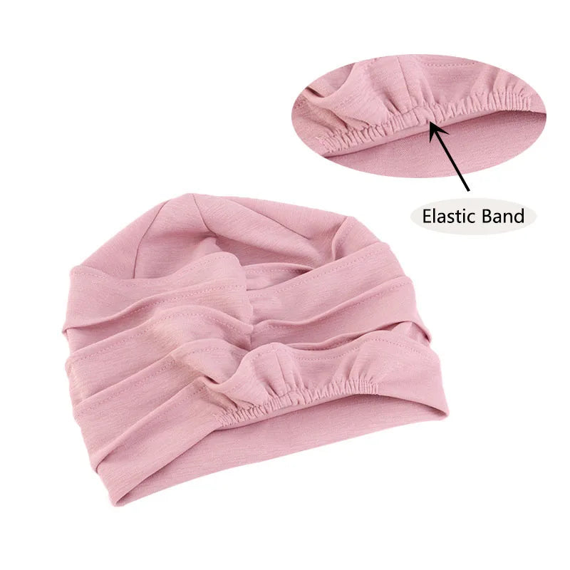 Cotton Slouch Turban Cap – All-Season Solid Knit Hat for Women