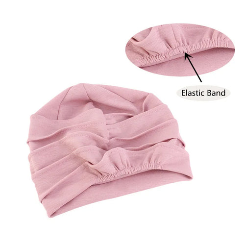 Cotton Slouch Turban Cap – All-Season Solid Knit Hat for Women