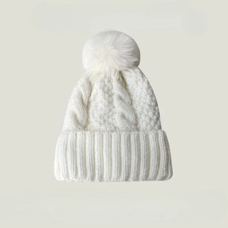 Twist Knit Winter Beanie – Warm Polyester Acrylic Hat for Women