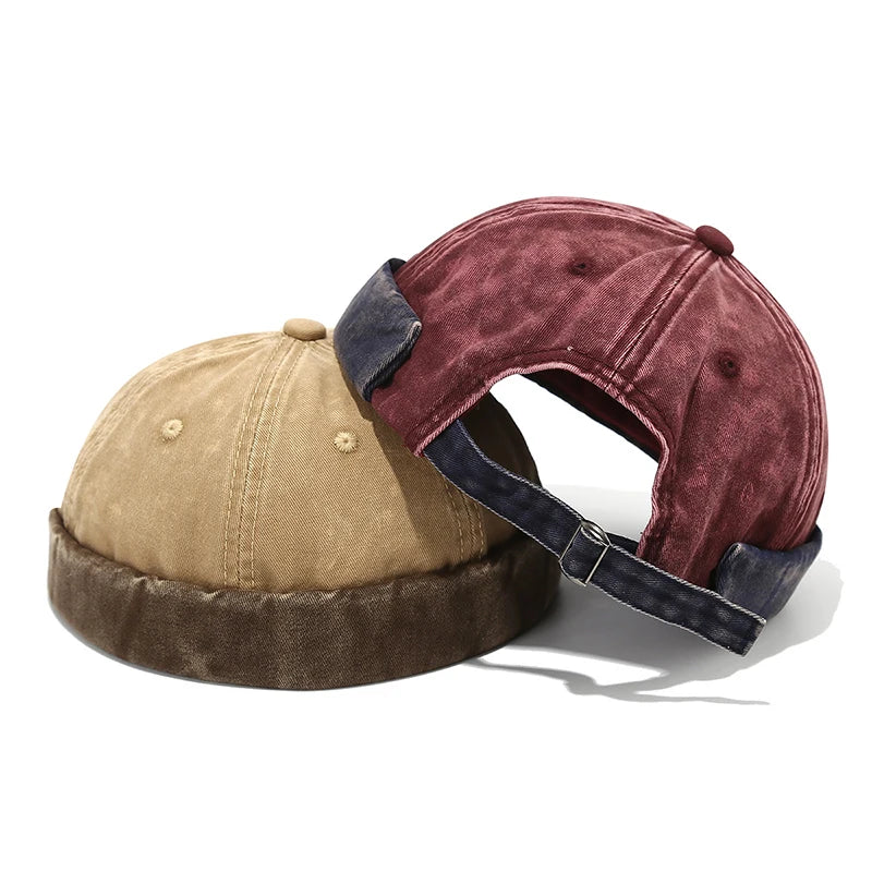 Bocca Washed Docker Cap – Adjustable Cotton Brimless Hat for Men & Women