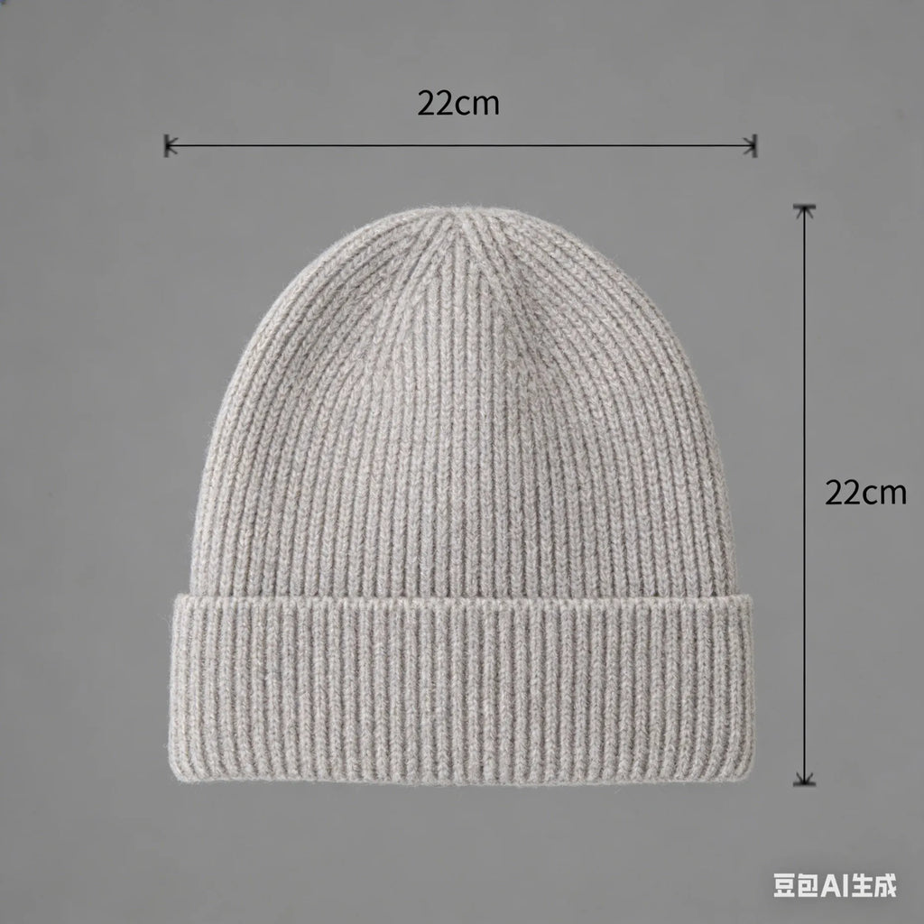 Wool Melon Beanie – Cotton Polyester Warm Knit Skull Cap for Men & Women