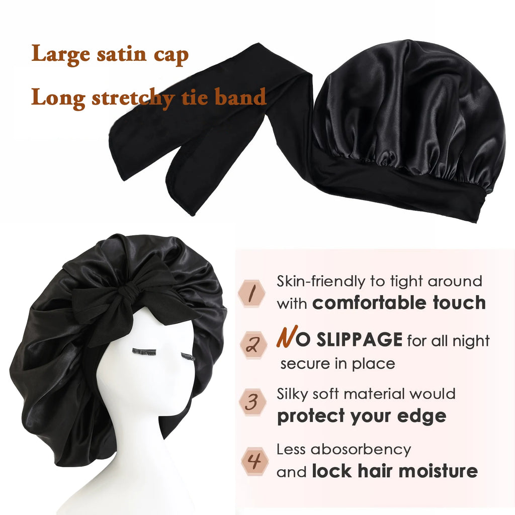 Silk Sleep Bonnet – Breathable Polyester Hair Protection Cap for All Hair Types