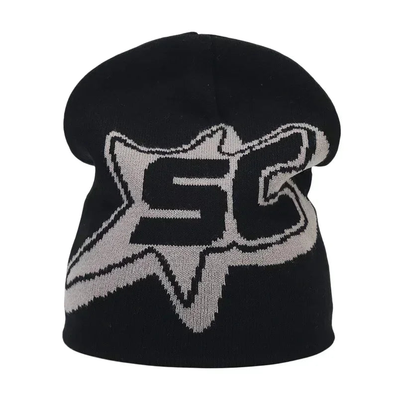 Y2K Letter Cargo Beanie – Polyester Knit Skull Cap for Men & Women