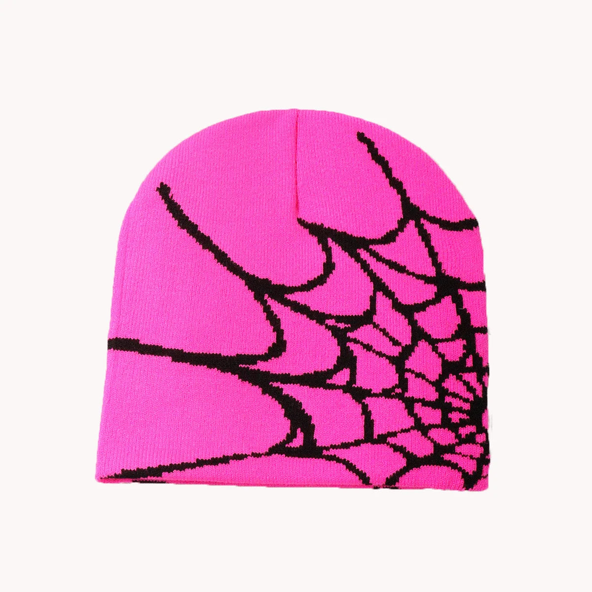 Spider Web Y2K Goth Beanie – Dark Aesthetic Knit Hat for Women & Men