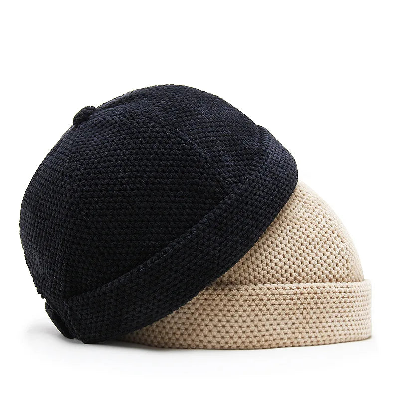 Retro Dome Docker Cap – Vintage Cotton Brimless Skullcap for Men & Women