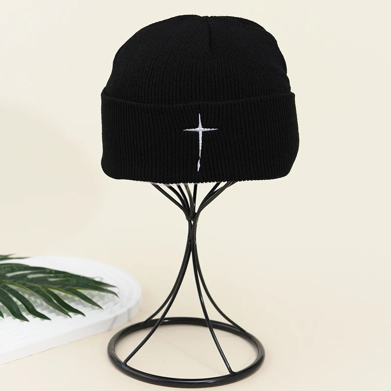 Crochet Embroidery Knit Beanie
