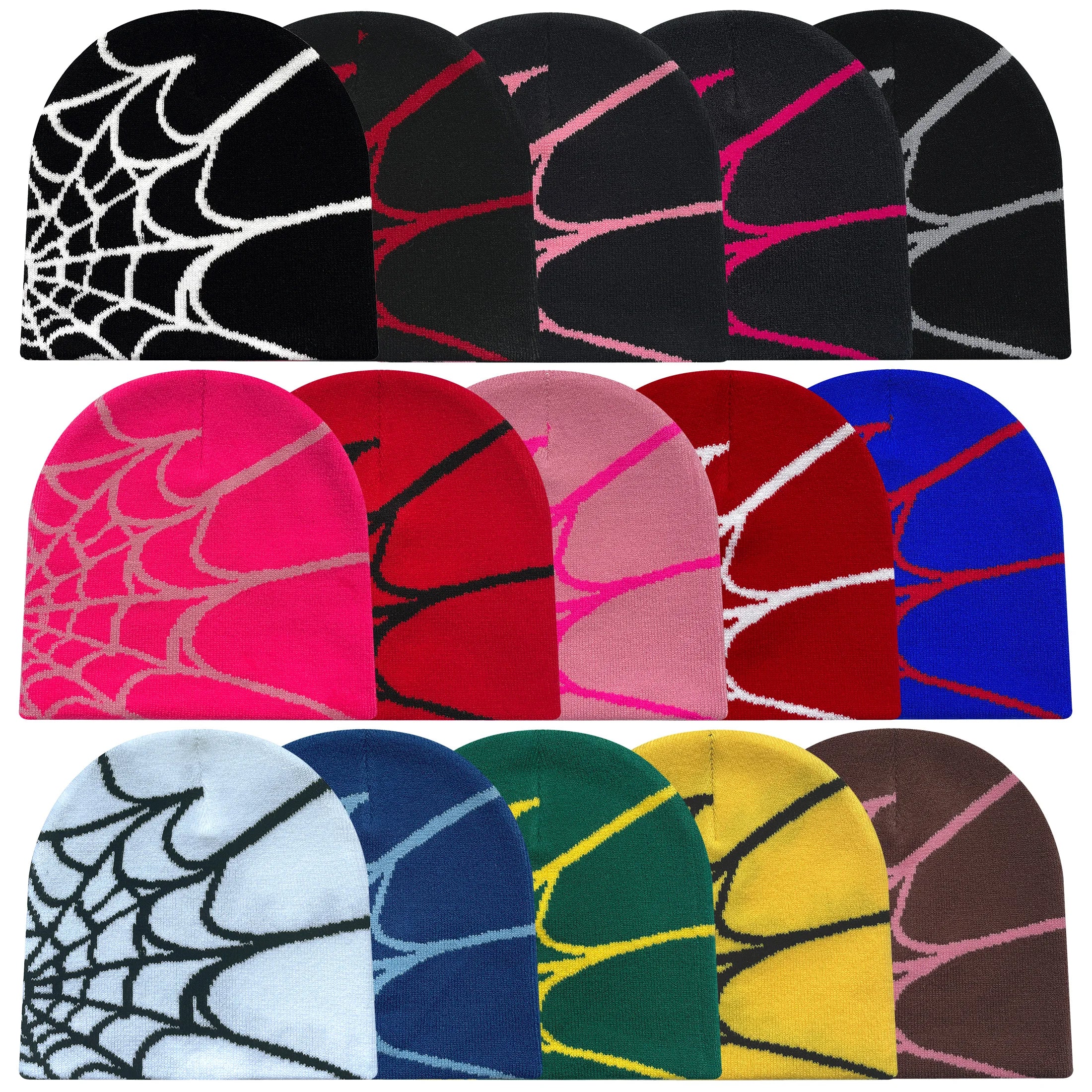 Y2K Spider Web Knit Hat – Geometric Acrylic Beanie for Men & Women