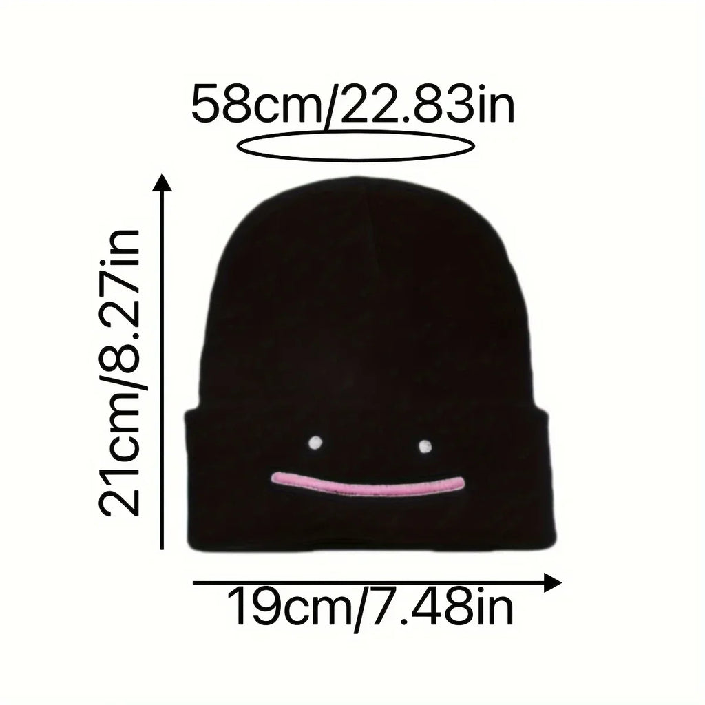 Anime Embroidered Beanie – Windproof Knit Winter Hat for Anime Fans & Streetwear