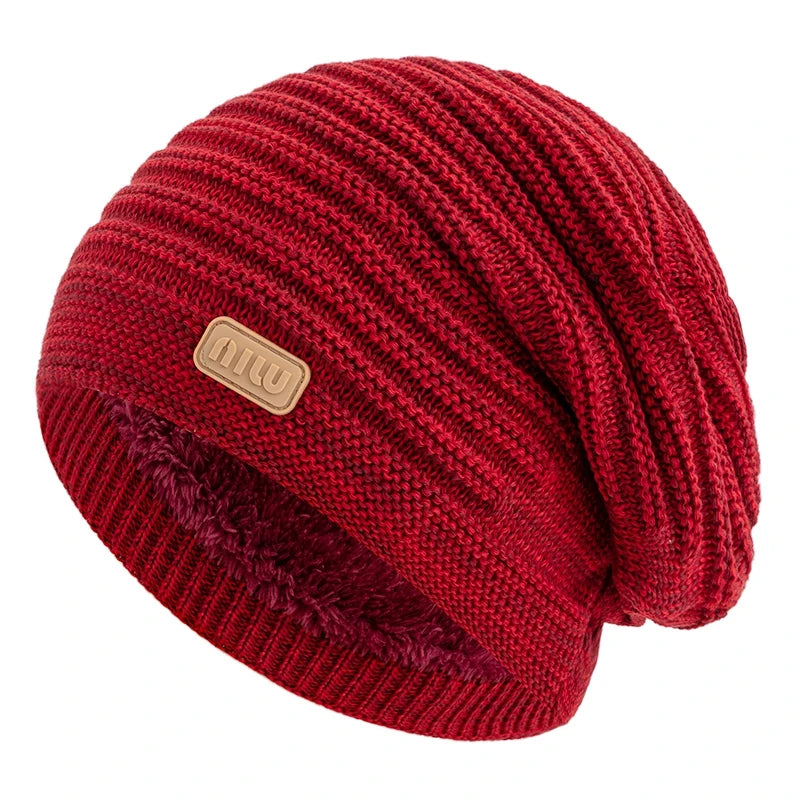 Fur-Lined Slouchy Beanie – Plush Fur Interior Oversized Knit Hat for Men & Women