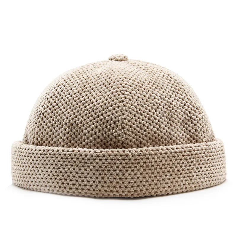 Retro Dome Docker Cap – Vintage Cotton Brimless Skullcap for Men & Women
