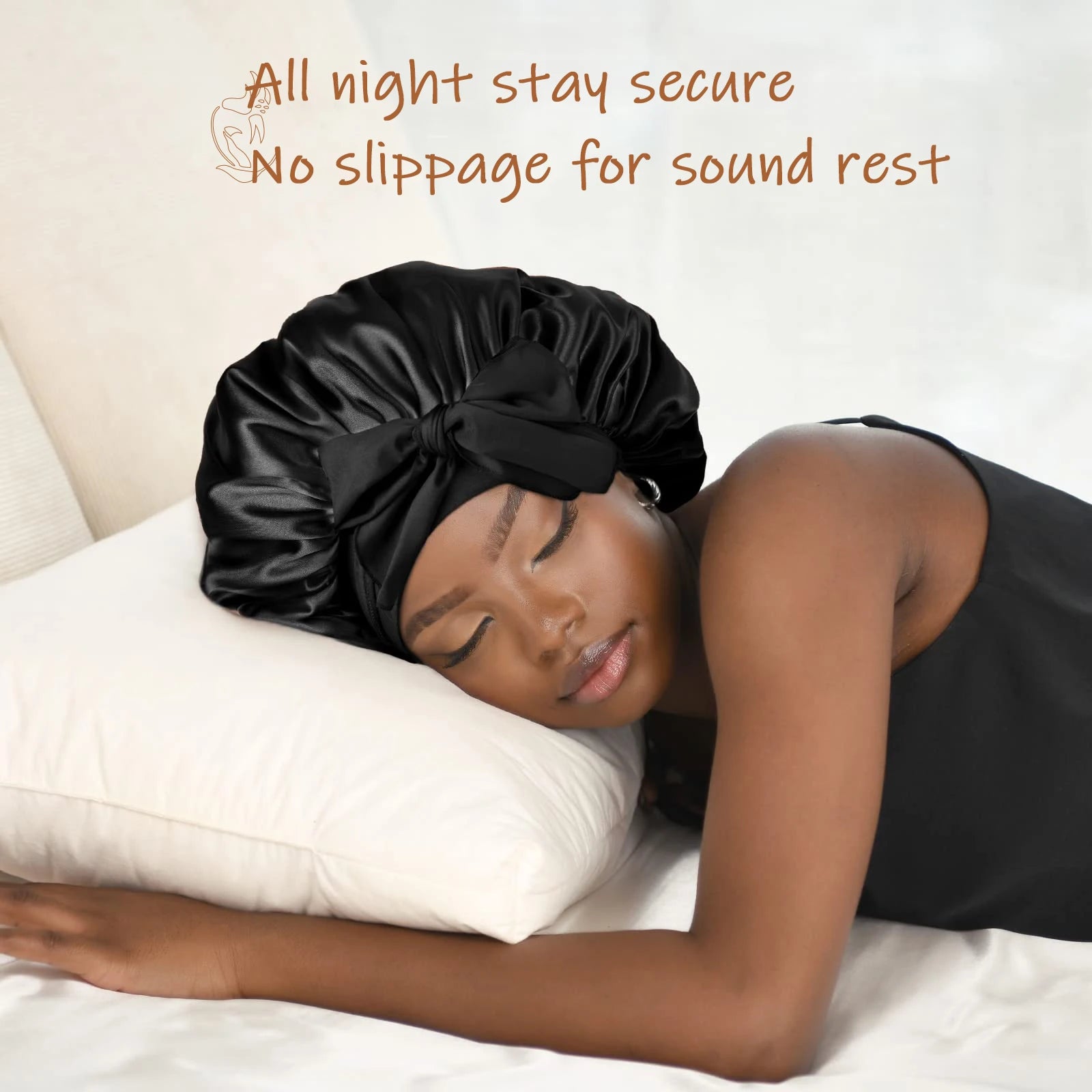 Silk Sleep Bonnet – Breathable Polyester Hair Protection Cap for All Hair Types