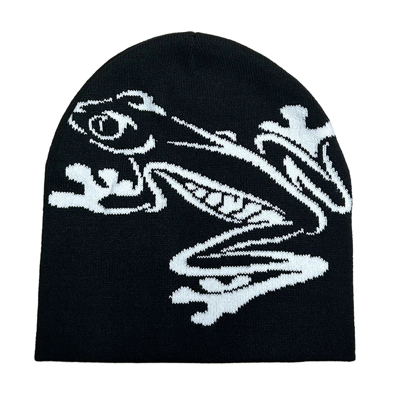 Tree Frog Print Beanie – Stretchy Knit Hat for Outdoor Sports & Streetwear