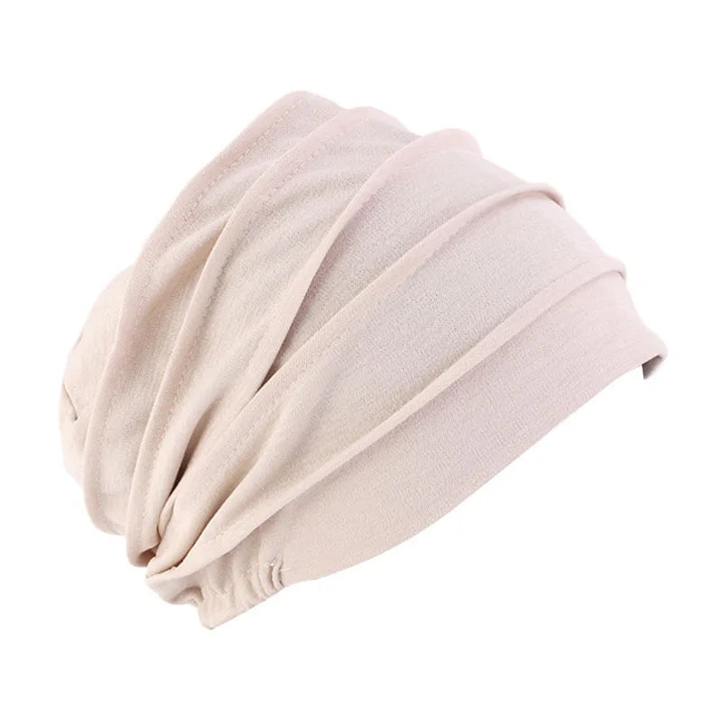 Cotton Slouch Turban Cap – All-Season Solid Knit Hat for Women