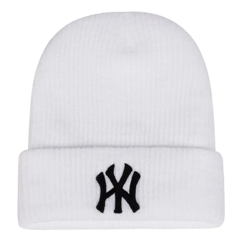 Embroidered Letter Beanie – Monogram Knit Winter Hat for Men & Women