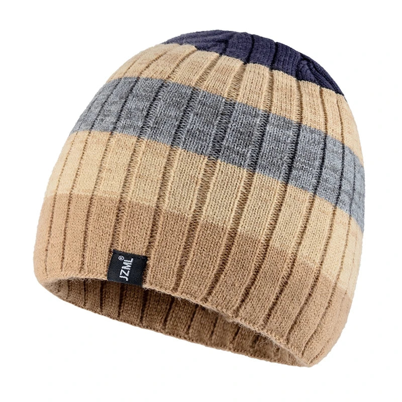 Striped Winter Beanie – Classic Ribbed Stripe Knit Hat for Men & Women