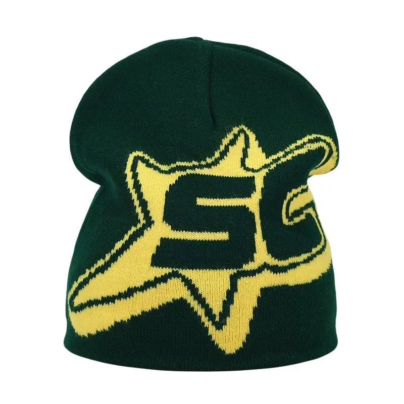 Y2K Letter Cargo Beanie – Polyester Knit Skull Cap for Men & Women
