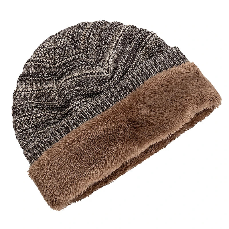 Fur-Lined Slouchy Beanie – Plush Fur Interior Oversized Knit Hat for Men & Women