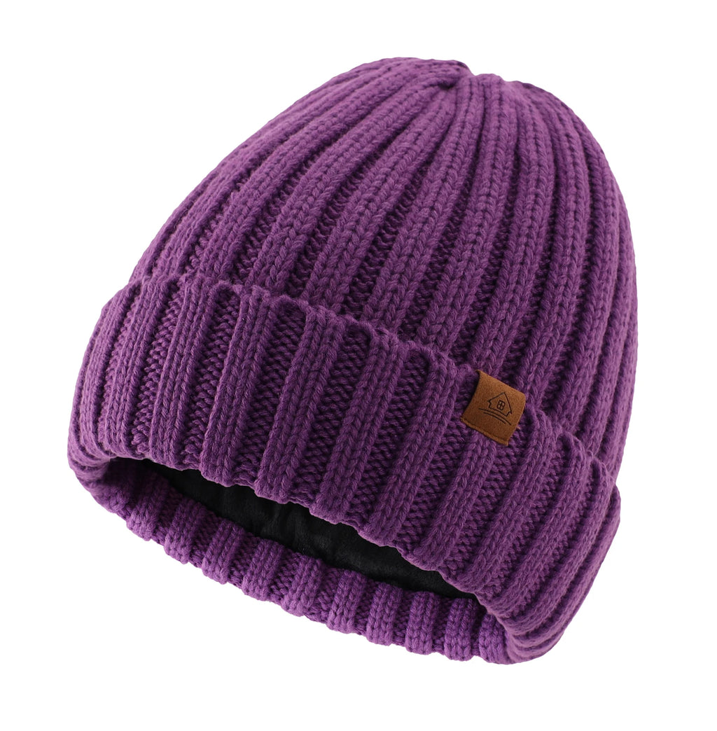 Connectyle Winter Beanie – Wool Blend Velvet-Lined Hat for Men & Women