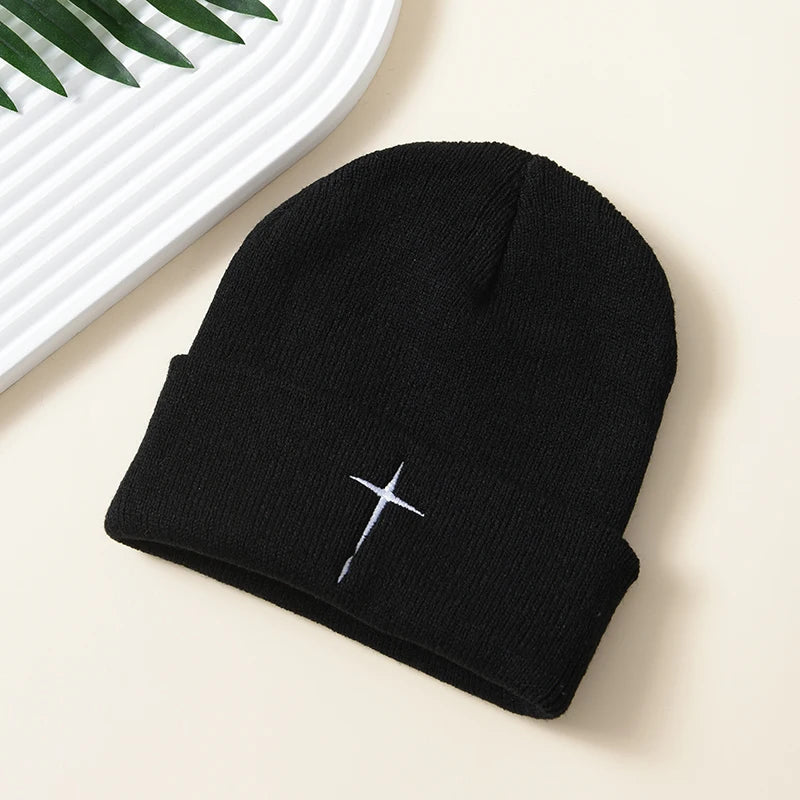 Crochet Embroidery Knit Beanie