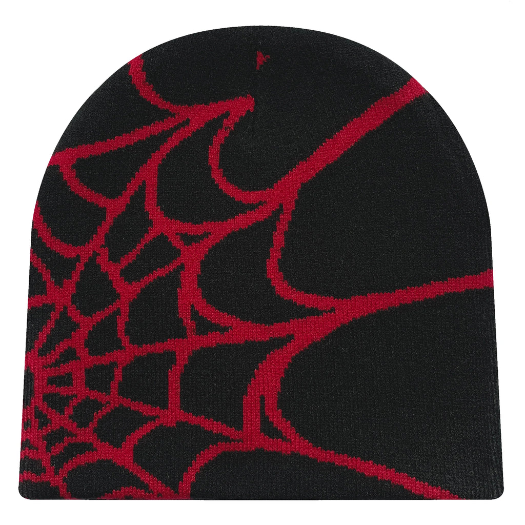 Y2K Spider Web Knit Hat – Geometric Acrylic Beanie for Men & Women