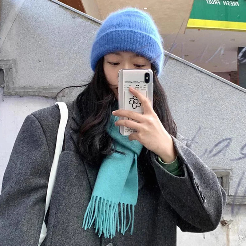 Angora Rabbit Fur Beanie
