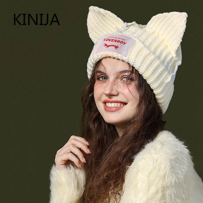 Cat Ear Crochet Beanie