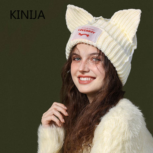 Cat Ear Crochet Beanie – Playful Handcrafted Knit Winter Hat for Women & Girls