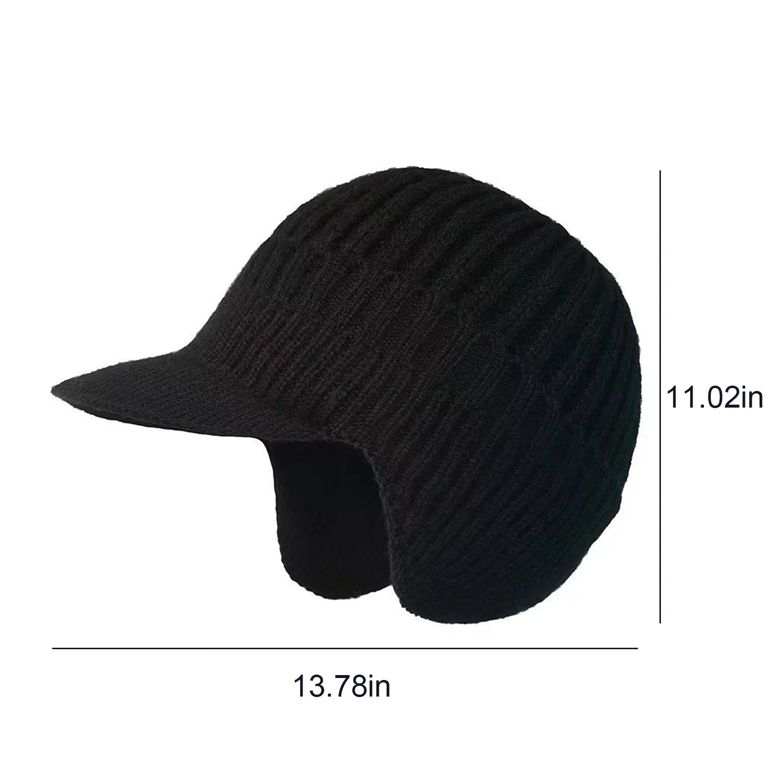 Fleece-Lined Earflap Beanie – Plush Knit Winter Hat with Visor for Men & Women