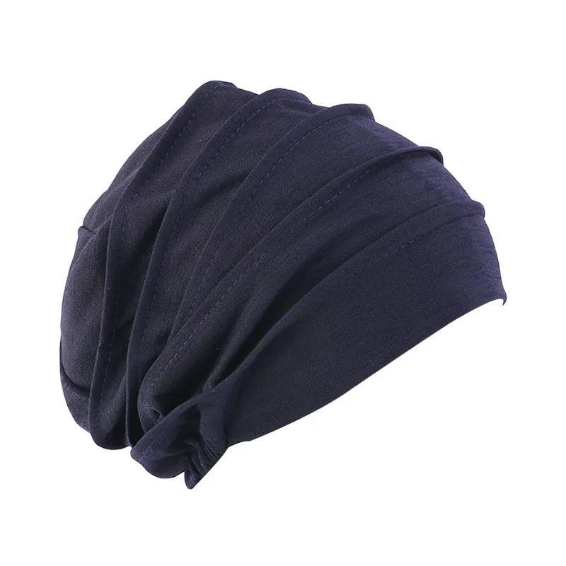 Cotton Slouch Turban Cap – All-Season Solid Knit Hat for Women