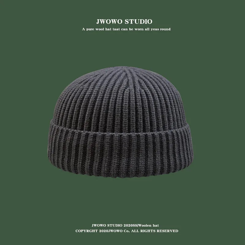 Wool Melon Beanie – Cotton Polyester Warm Knit Skull Cap for Men & Women