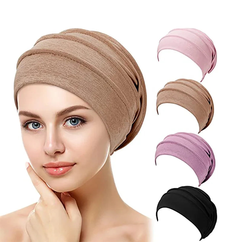 Cotton Slouch Turban Cap – All-Season Solid Knit Hat for Women