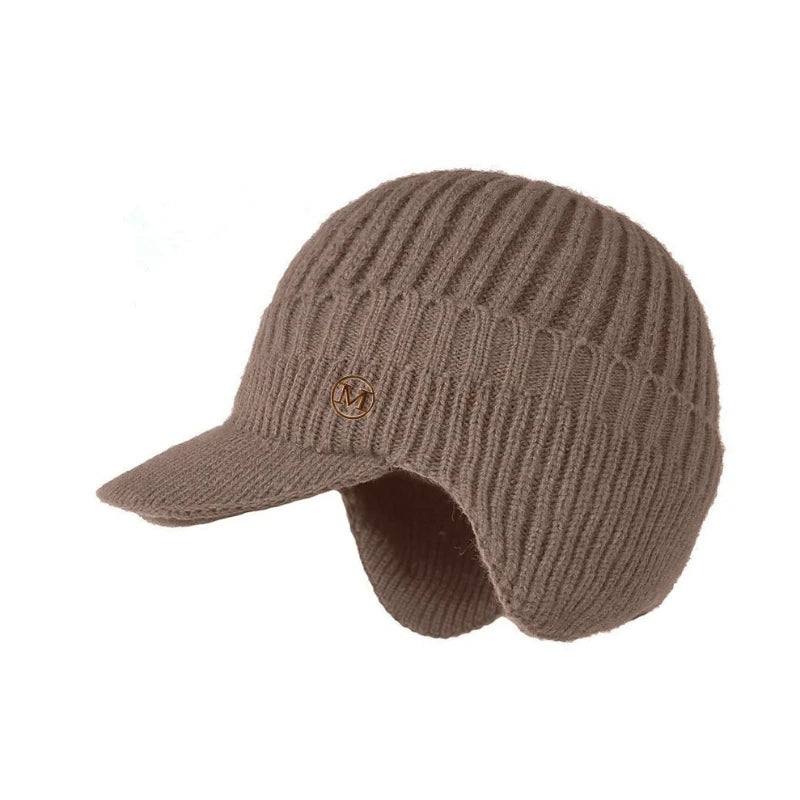 Fleece Lined Earmuff Beanie – Thick Windproof Knit Hat with Built-In Earmuffs for Men & Women