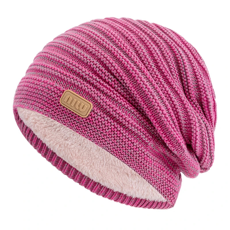 Fur-Lined Slouchy Beanie – Plush Fur Interior Oversized Knit Hat for Men & Women